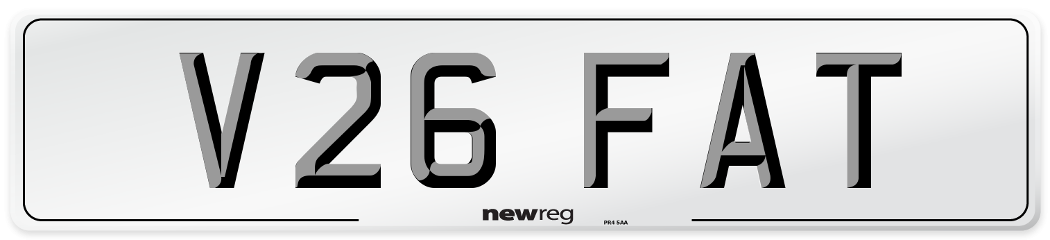 V26 FAT Number Plate from New Reg